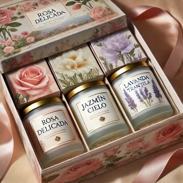 "Elegancia Floral" : Set de Regalo con Velas para Cumpleaños - Mujer